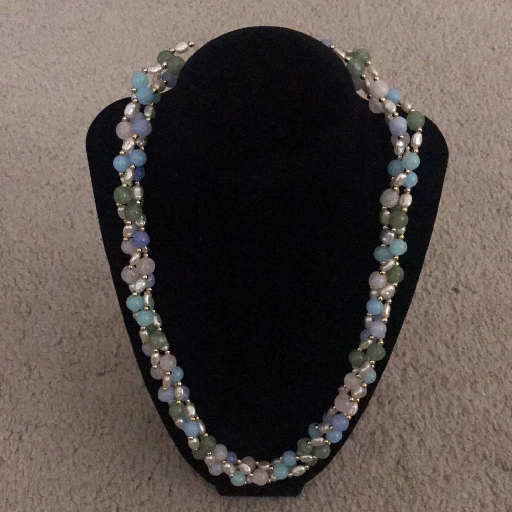 Multi Stone Twisted Strand Necklace